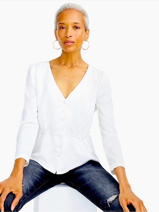 J. Crew Tops - J. Crew Long-sleeve peplum top in satin-crepe